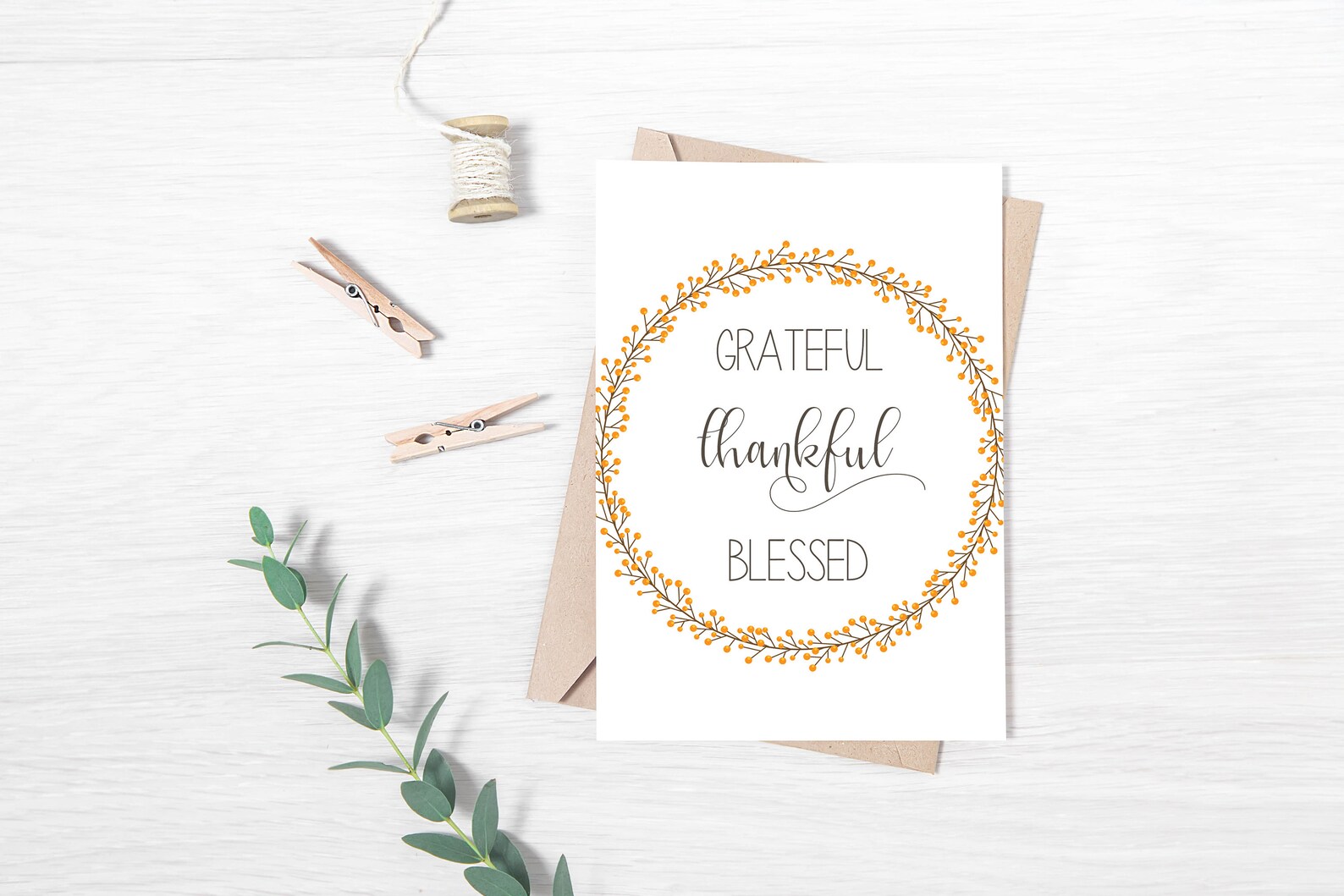 Grateful Thankful Blessed Printable Inspirational Quote Wall | Etsy