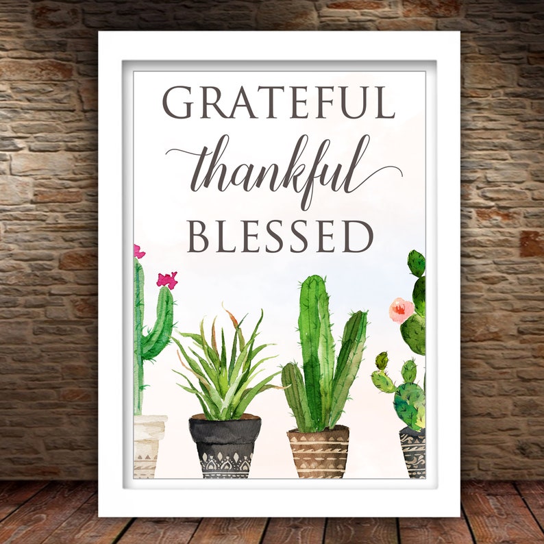 Grateful Thankful Blessed Printable Inspirational Quote Wall | Etsy