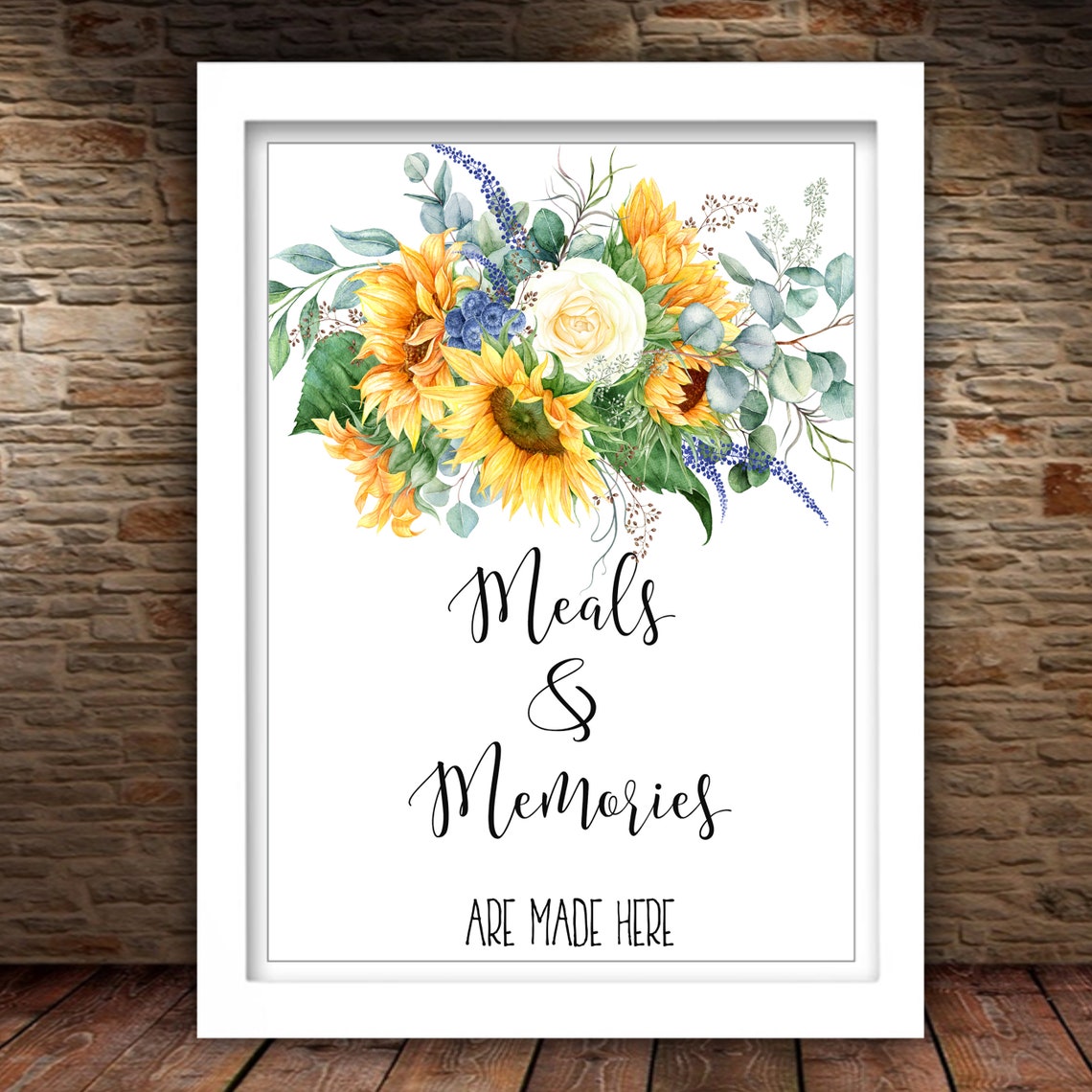 Meals and Memories Printable Sunflower Kitchen Sign 5x7 8x10 Etsy
