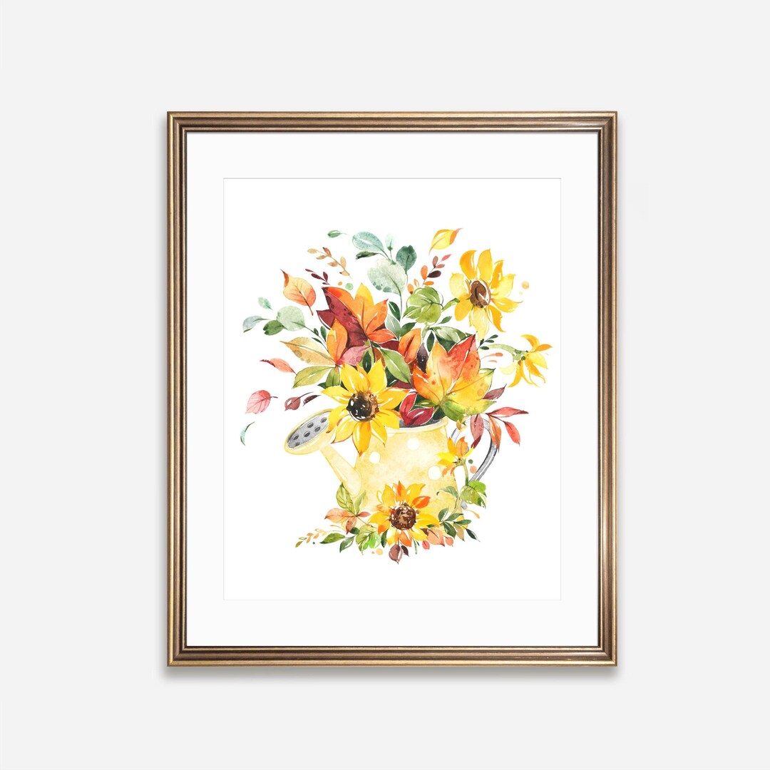 Sunflower Bouquet Print | Printable Wall Art, Watercolor Summer ...