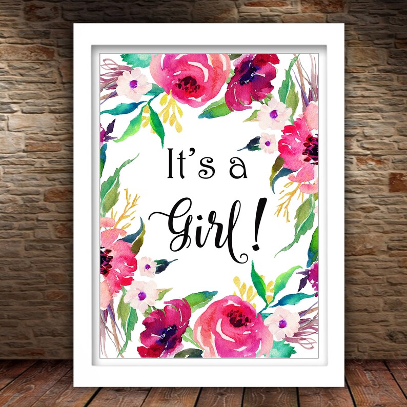It's A Girl Sign Printable Baby Shower Sign Baby Pink | Etsy