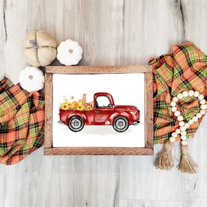 Autumn Truck Printable Vintage Red Truck Wall Art 5x7 8x10 - Etsy