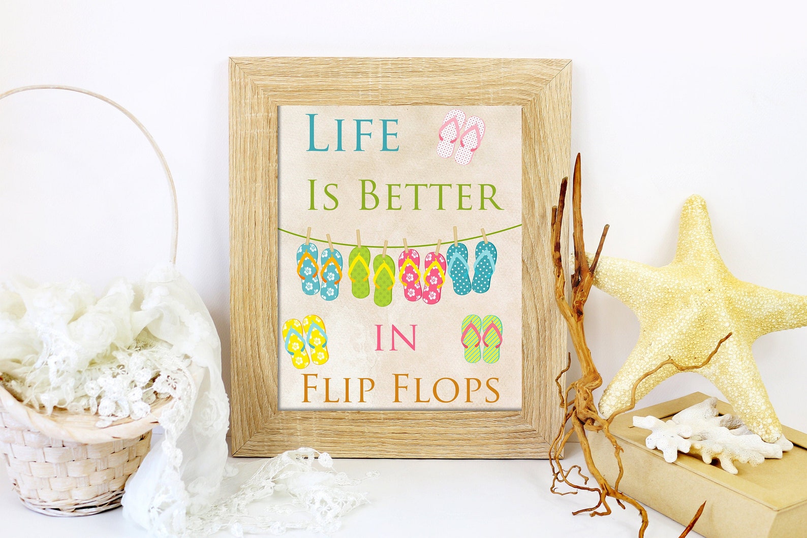 Life is Better in Flip Flops Printable Wall Art Print 4x6 5x7 | Etsy
