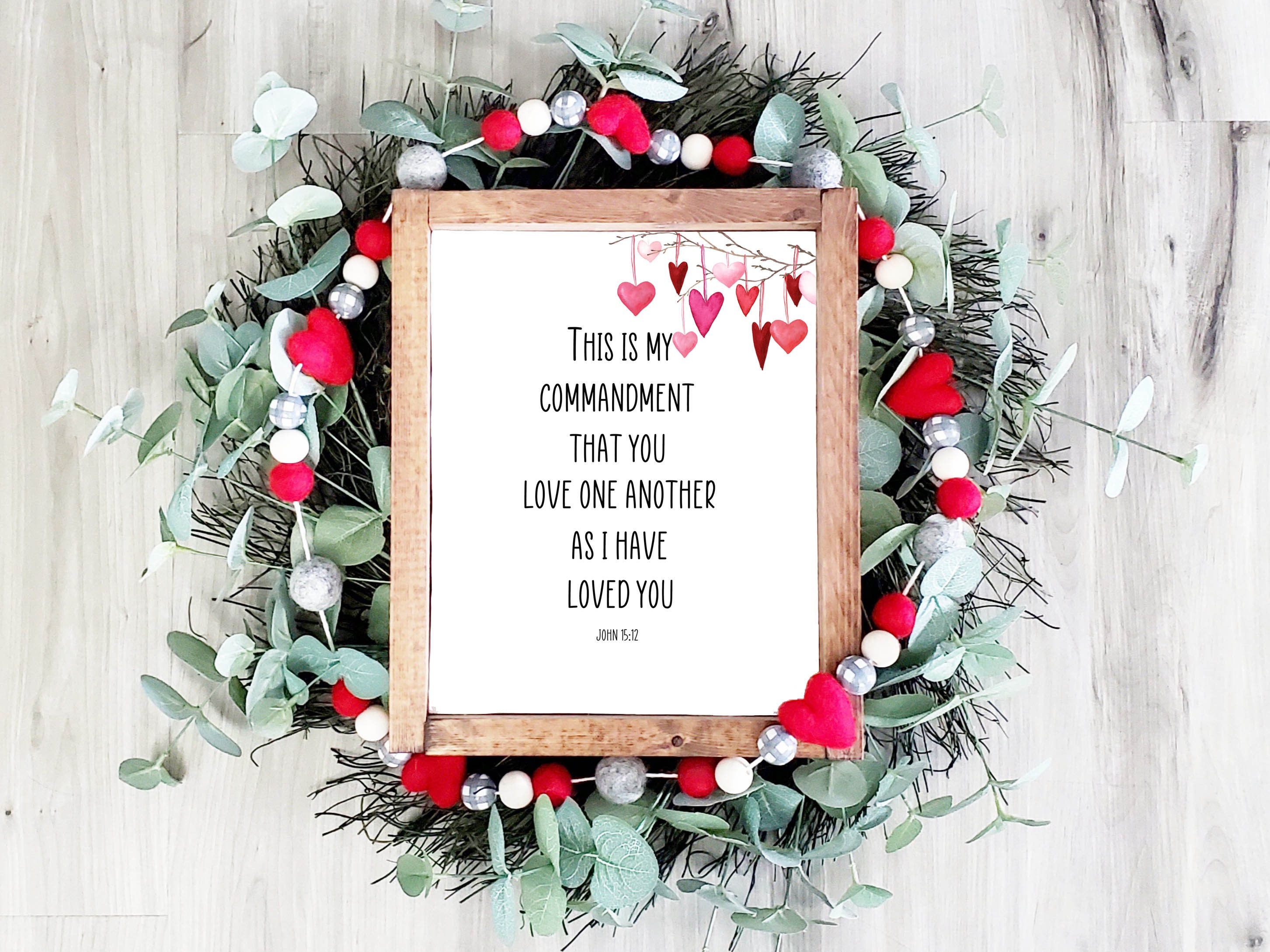 John 15:12 | Scripture Art Print, Love One Another, Heart Branch