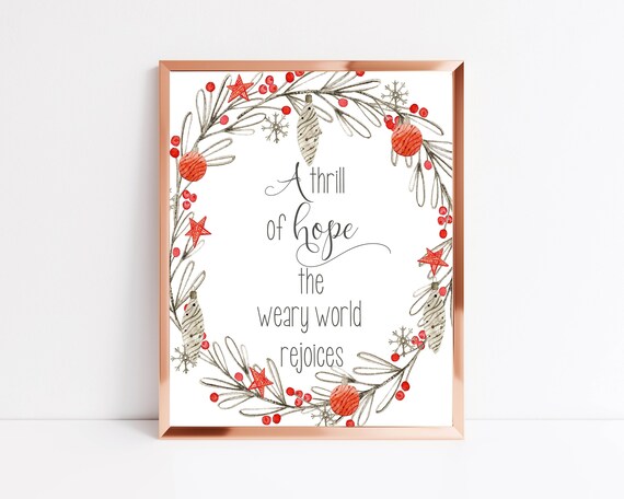 A Thrill of Hope Printable Christmas Decoration Holiday Wall | Etsy