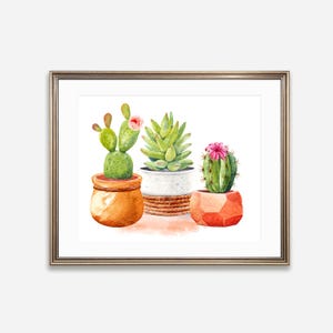 Potted Cacti Trio | Watercolor Succulents Print, Desert Plants, Southwestern Decor (Digital Download)