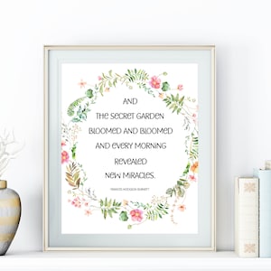 Secret Garden Printable Wall Art Inspirational Children&#39;s Book Quote 5x7 8x10 11x14 16x20 Frances Hodgson Burnett Summer Garden Decor