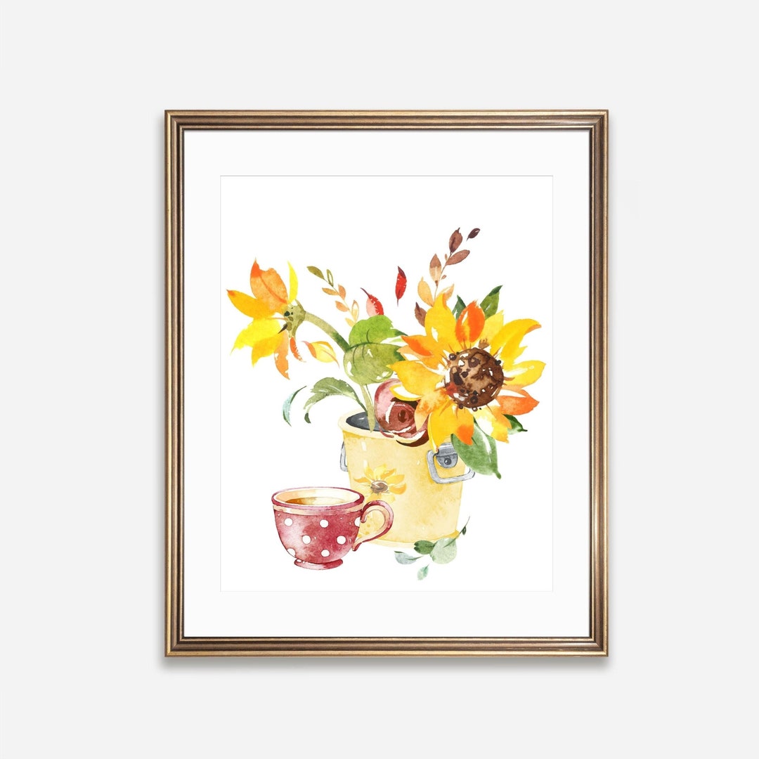 Sunflower Bouquet Printable Wall Art Cottage Sunflower Sign 5x7 8x10 ...