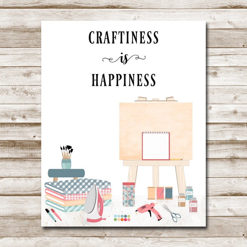Craft Room Printable Craftiness is Happiness Sign Design | Etsy