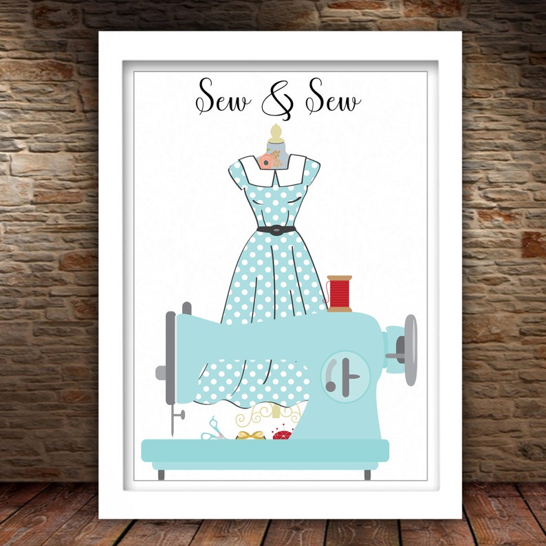 Sew and Sew Printable Art Craft Room Wall Art Retro Sewing - Etsy