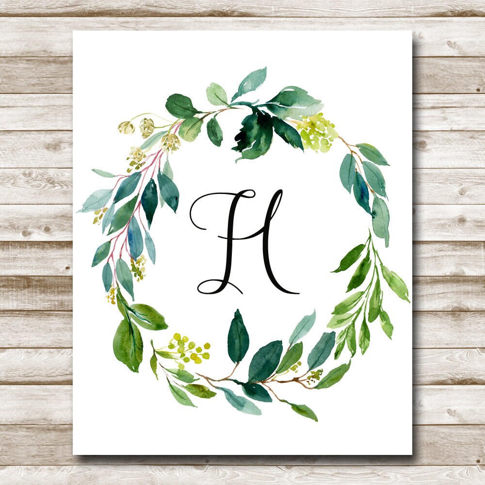 Green Leaf Wreath Custom Printable 5x7 8x10 11x14 16x20 | Etsy