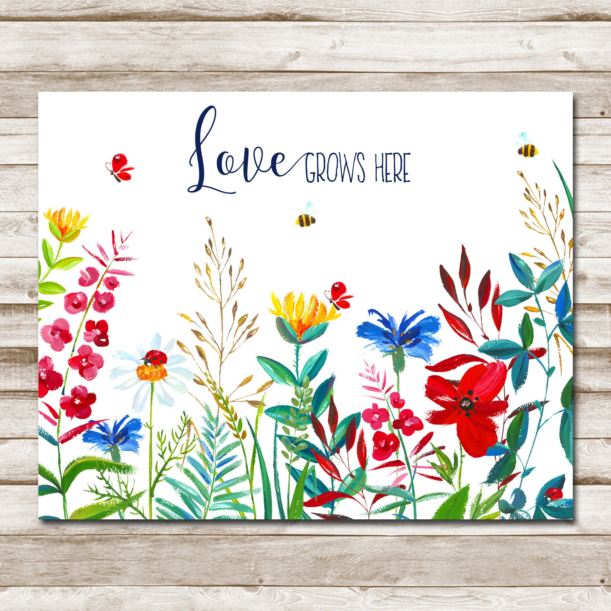 Love Grows Here Printable Home Decor 5x7 8x10 11x14 16x20 | Etsy