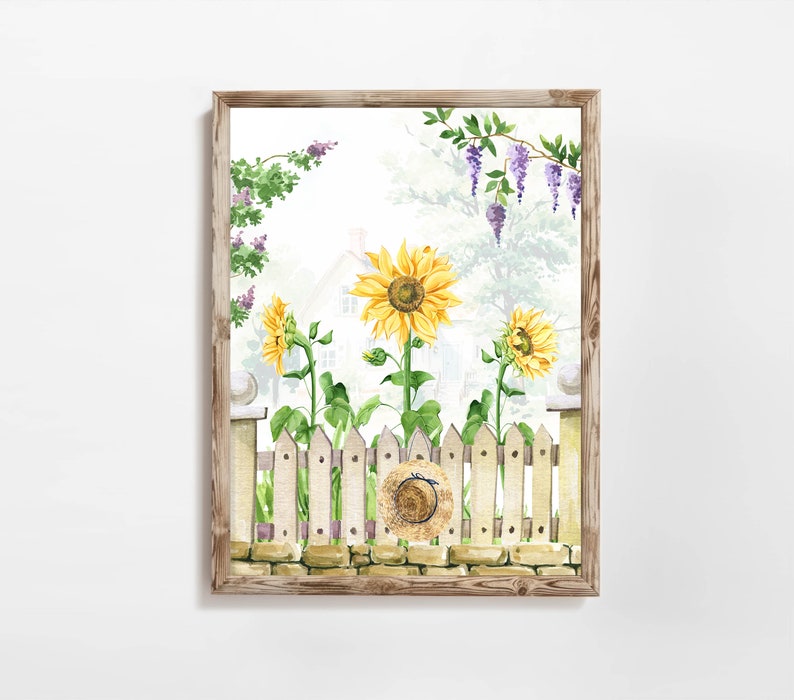 Sunflower Printable Wall Art Country Decor Summer Garden Cottage Decor ...