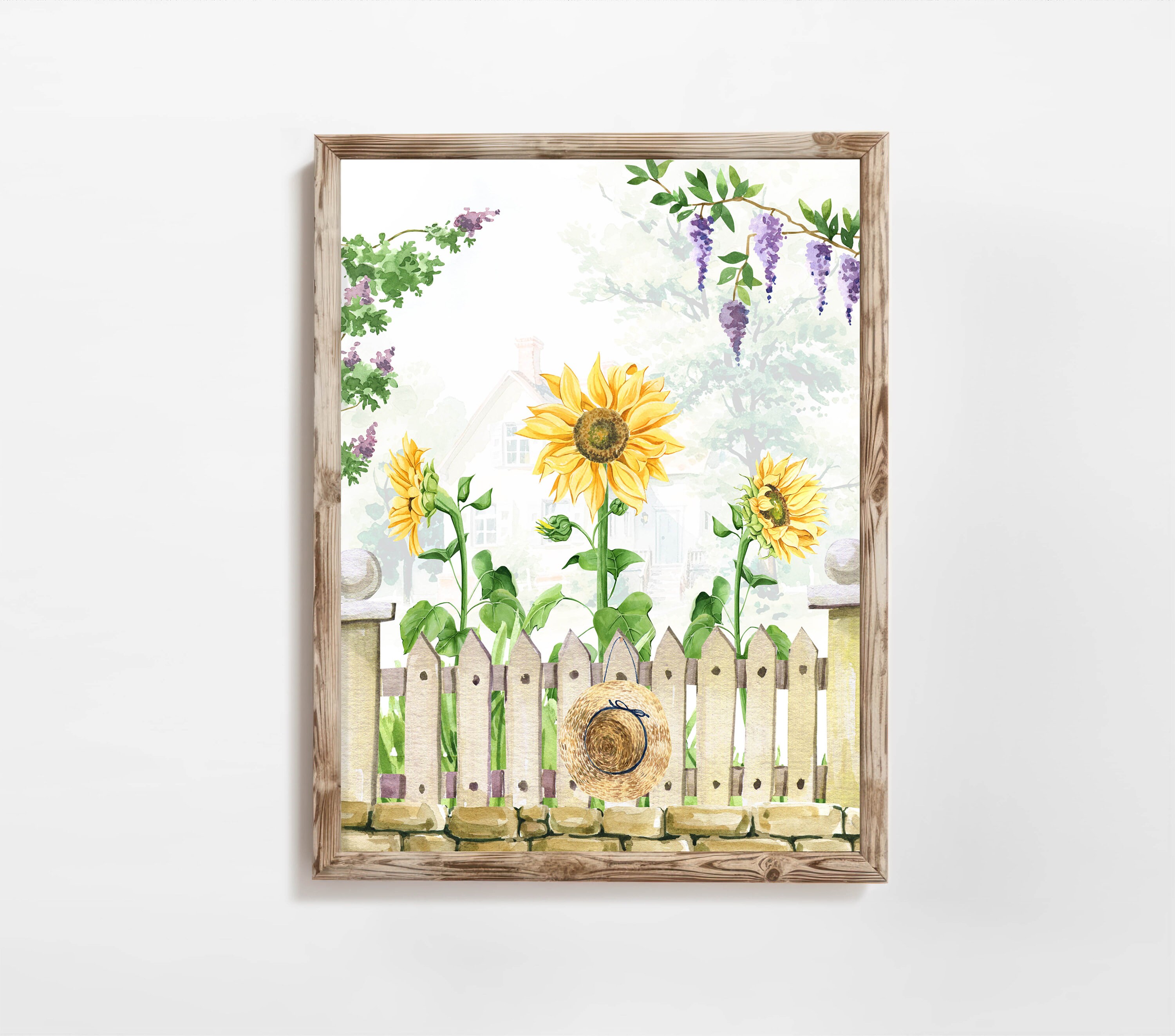 Sunflower Printable Wall Art Country Decor Summer Garden Cottage Decor ...