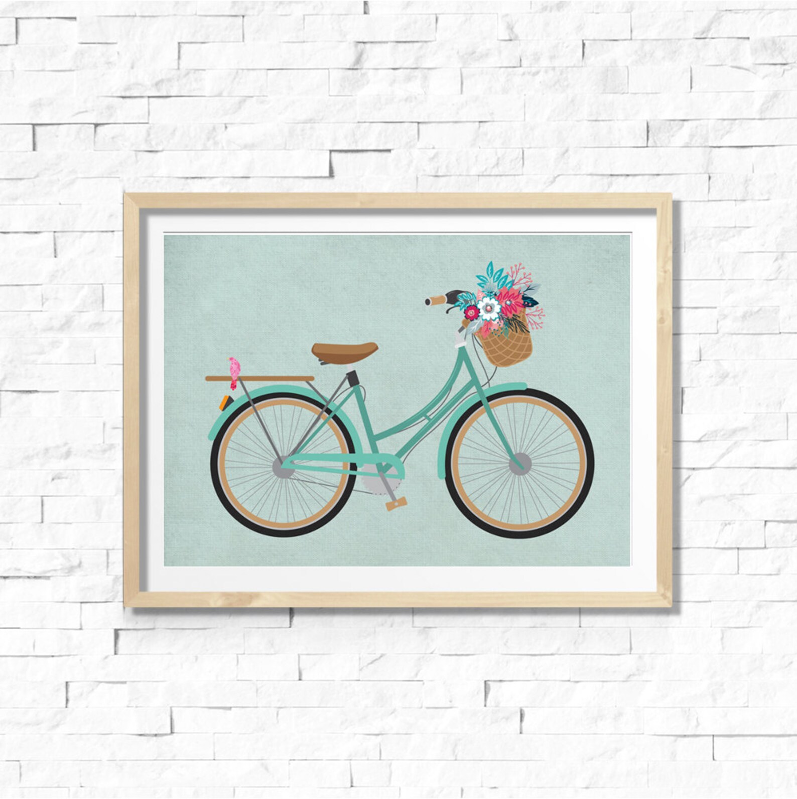 Vintage Bicycle Printable Home Decor 5x7 8x10 11x14 16x20 Aqua Etsy