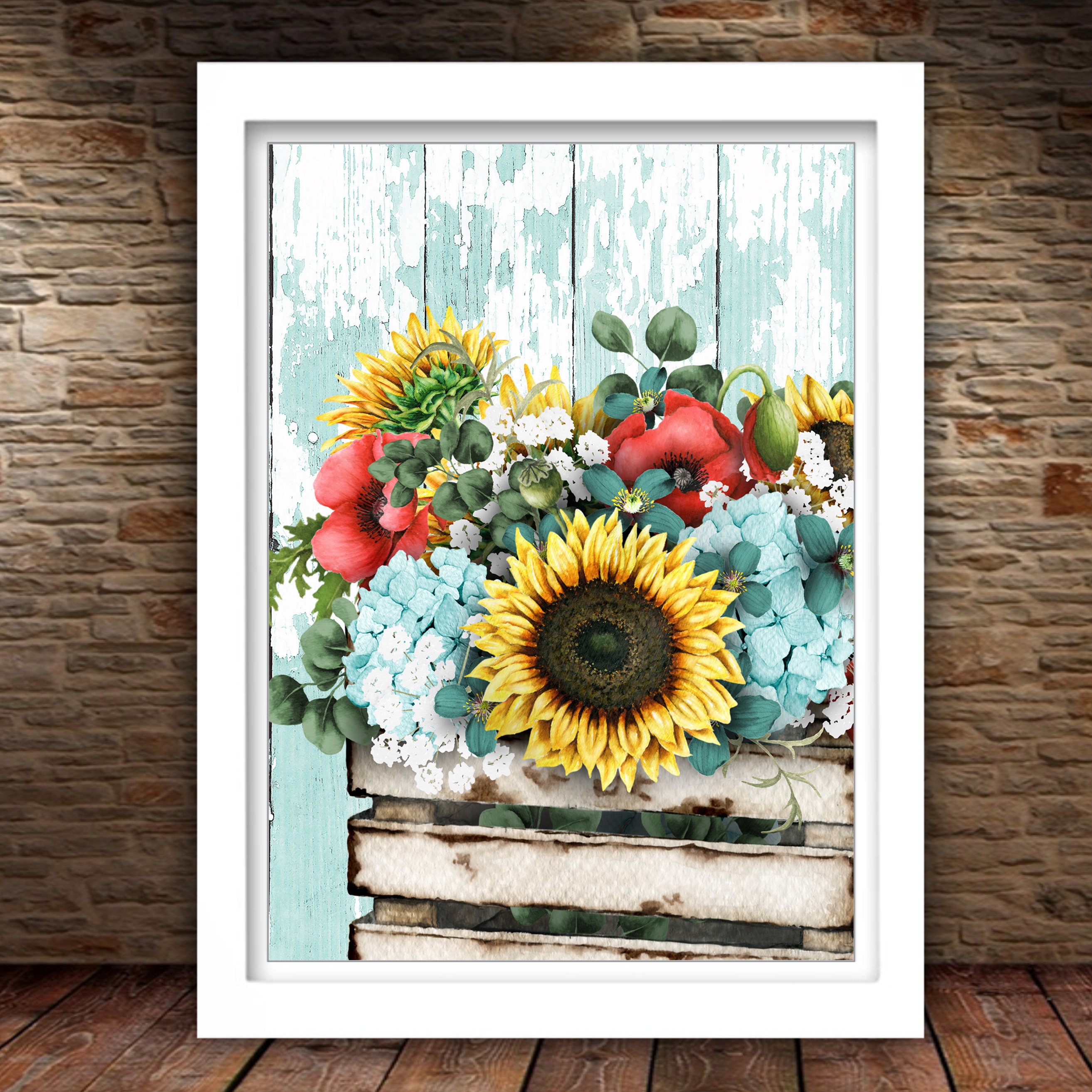 Summer Floral Printable Sunflower Bouquet Wall Art 5x7 8x10 | Etsy