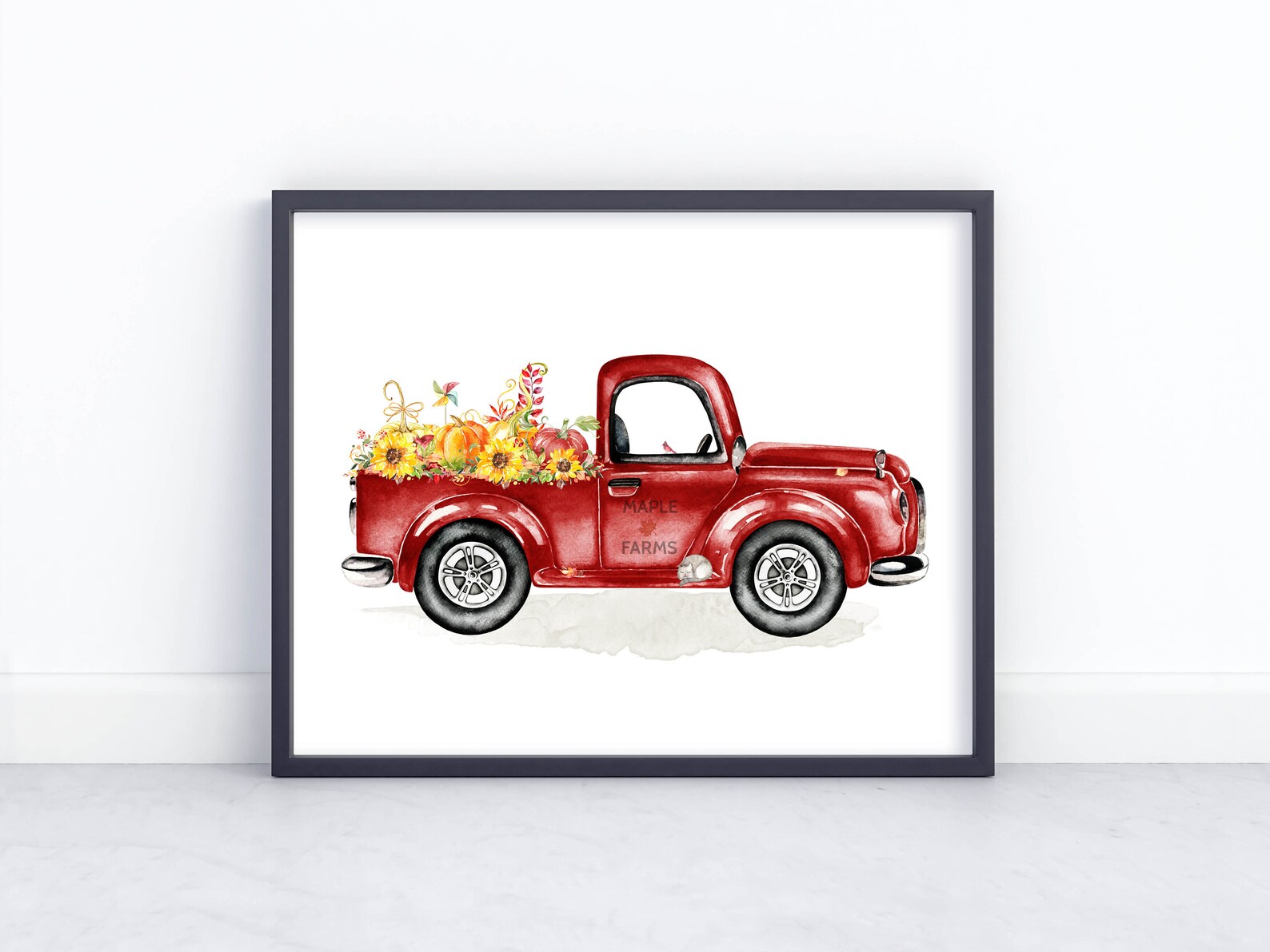 Autumn Truck Printable Vintage Red Truck Wall Art 5x7 8x10 - Etsy
