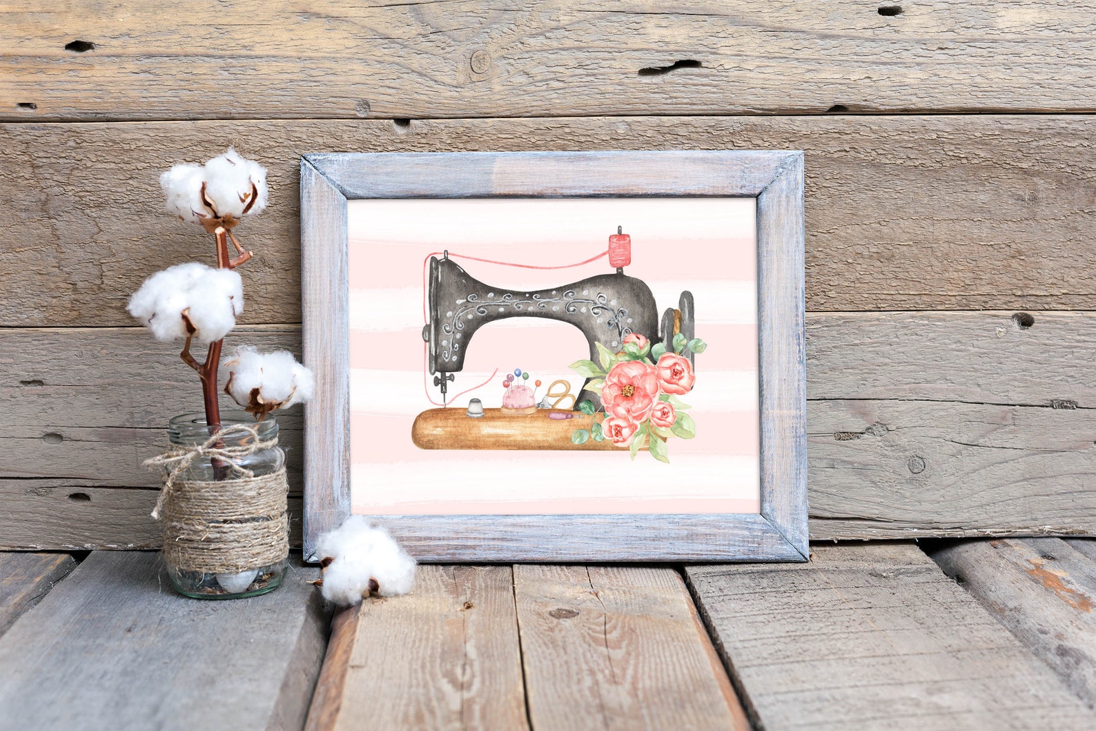 Vintage Sewing Machine Printable Sewing Print Craft Room Pink | Etsy