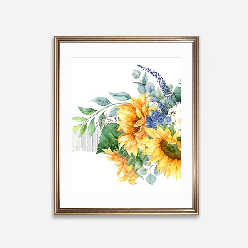 Sunflower Bouquet Print | Printable Wall Art, Summer Floral Decor ...