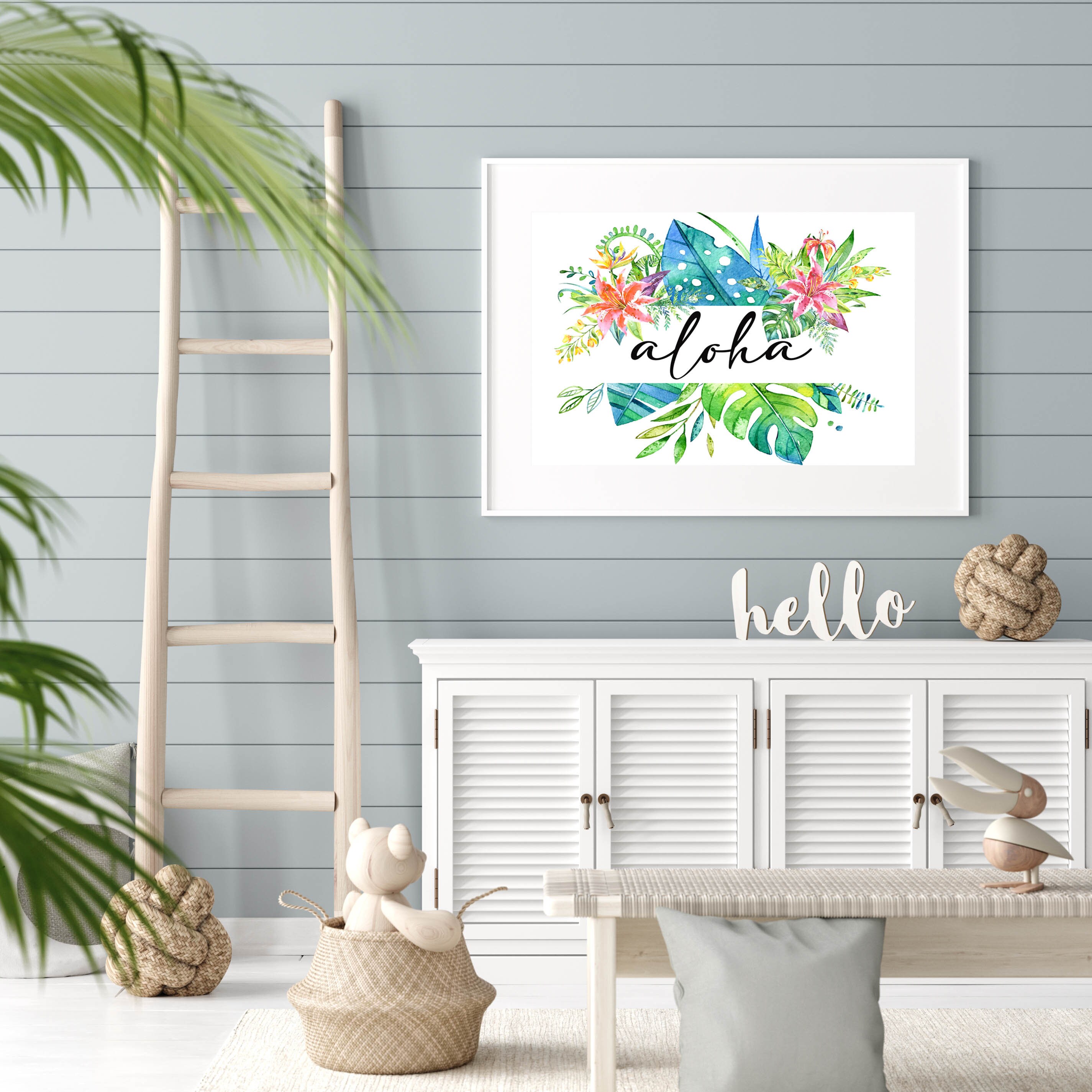 Aloha Printable Wall Art Floral Watercolor 5x7 8x10 11x14 16x20 ...