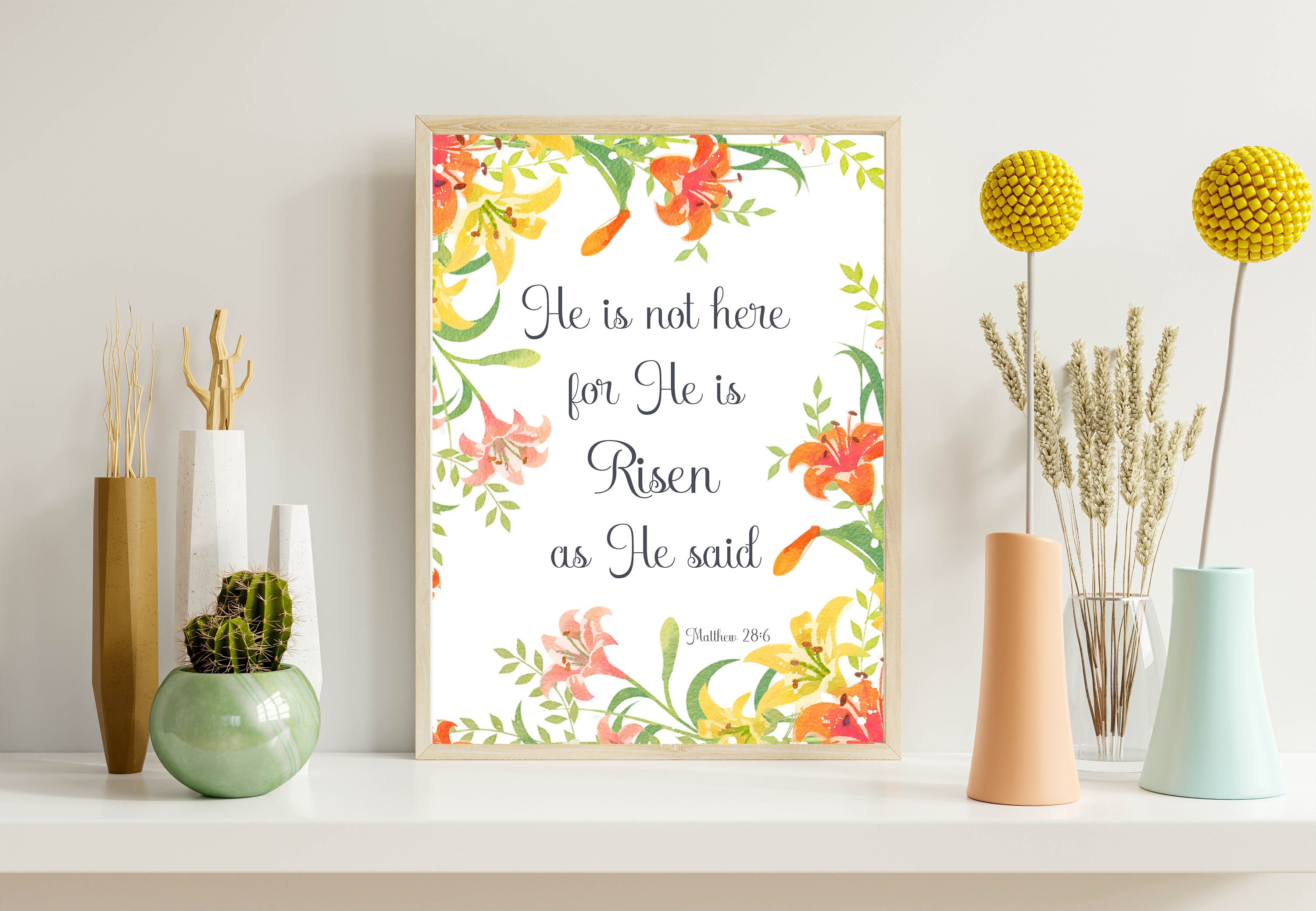 He is Risen Printable Wall Art Watercolor Easter Art Print 5x7 8x10 ...