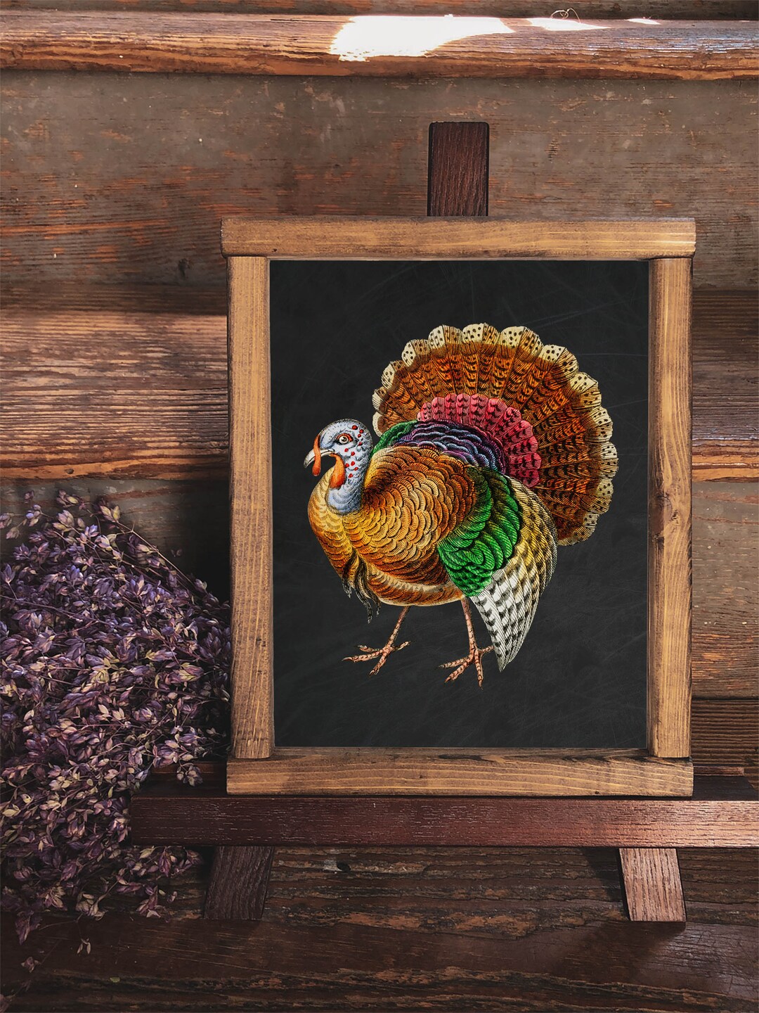 Rustic Turkey Printable Wall Art Autumn Vintage Print Chalkboard Home ...