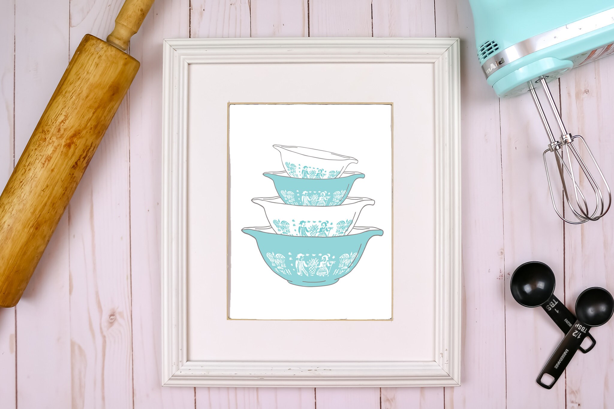 Vintage Pyrex Printable Kitchen Printable Wall Art Pyrex Bowls | Etsy