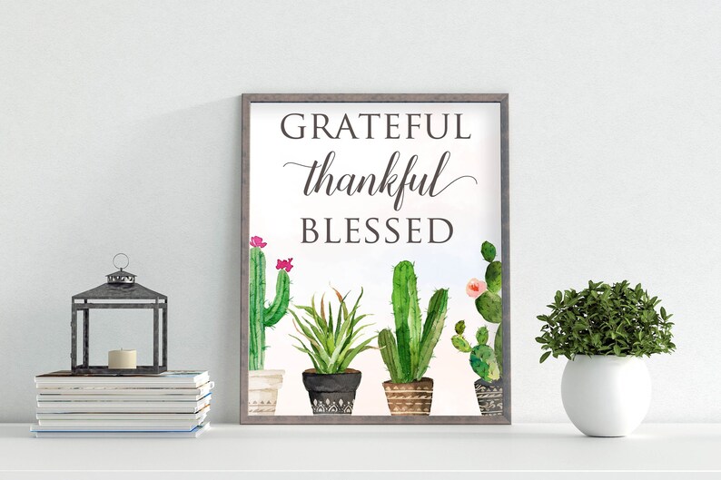 Grateful Thankful Blessed Printable Inspirational Quote Wall | Etsy