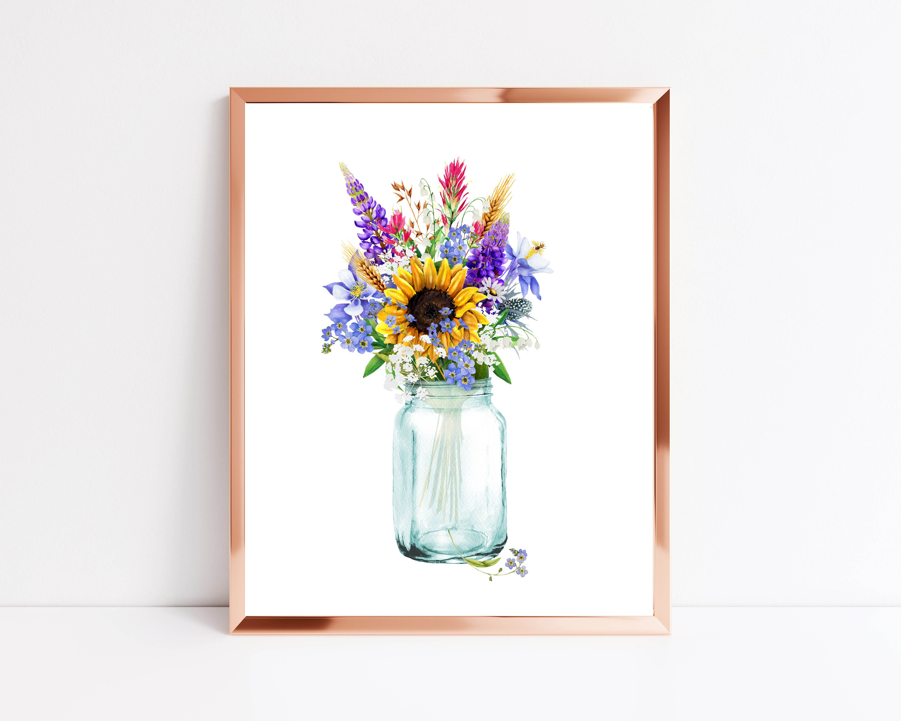 Wildflower Printable Bouquet Print 4x6 5x7 8x10 11x14 16x20 - Etsy