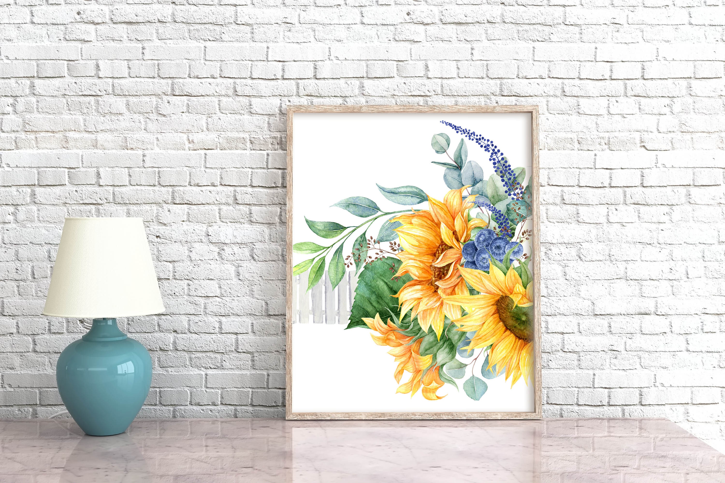 Sunflower Bouquet Print | Printable Wall Art, Summer Floral Decor ...