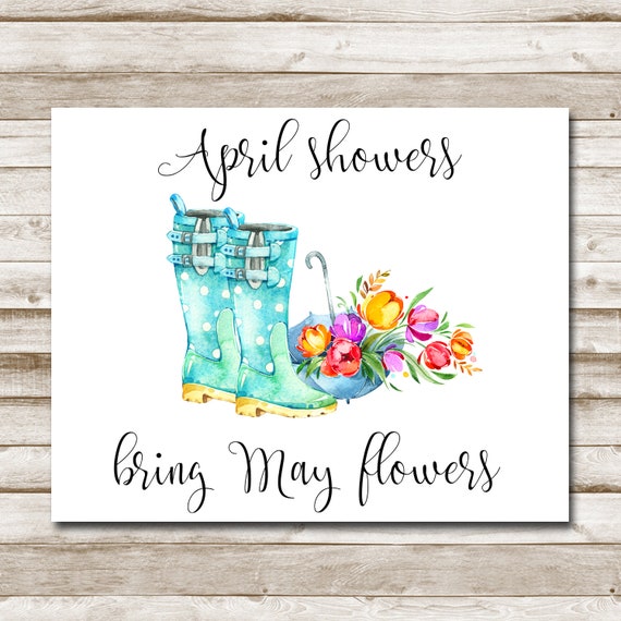 'April Showers Bring May Flowers' Butterfly Design Rustic Wooden Garden Sign 