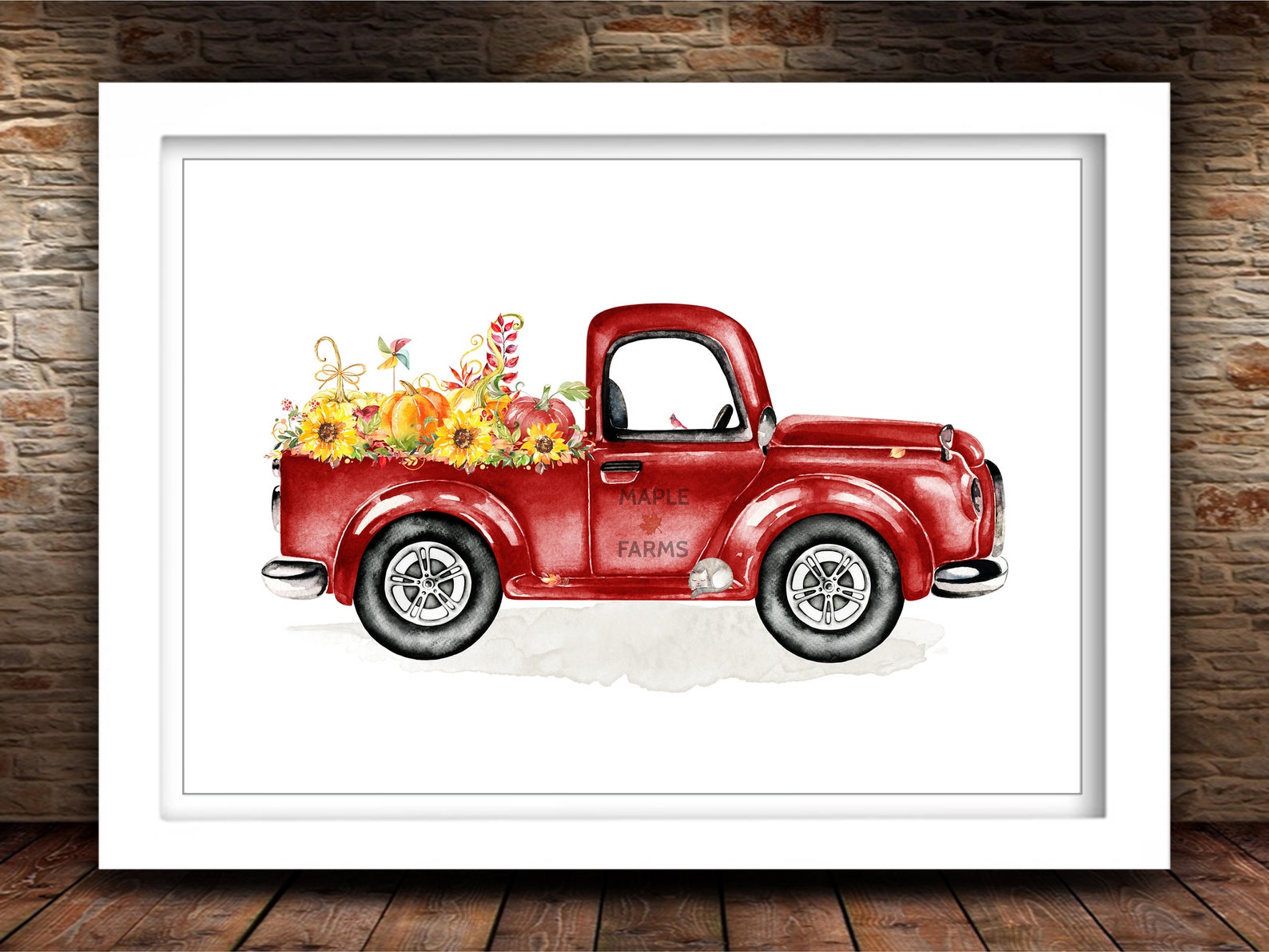 Autumn Truck Printable Vintage Red Truck Wall Art 5x7 8x10 - Etsy
