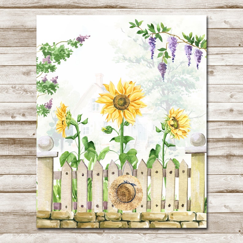Sunflower Printable Wall Art Country Decor Summer Garden Cottage Decor ...