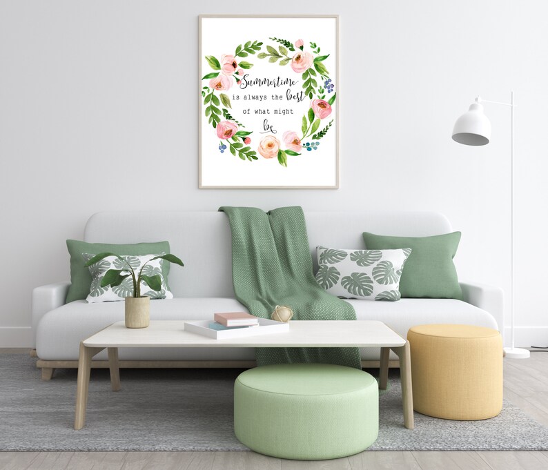 Summertime Is Always The Best Of What Might Be Printable Sign Wreath Quote Floral Summer Quote 5x7 8x10 11x14 16x20 Summer Flower Wall Art