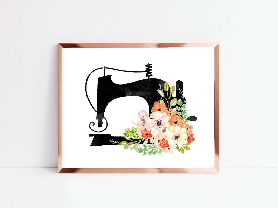 Floral Sewing Machine Printable Sewing Print Craft Room - Etsy