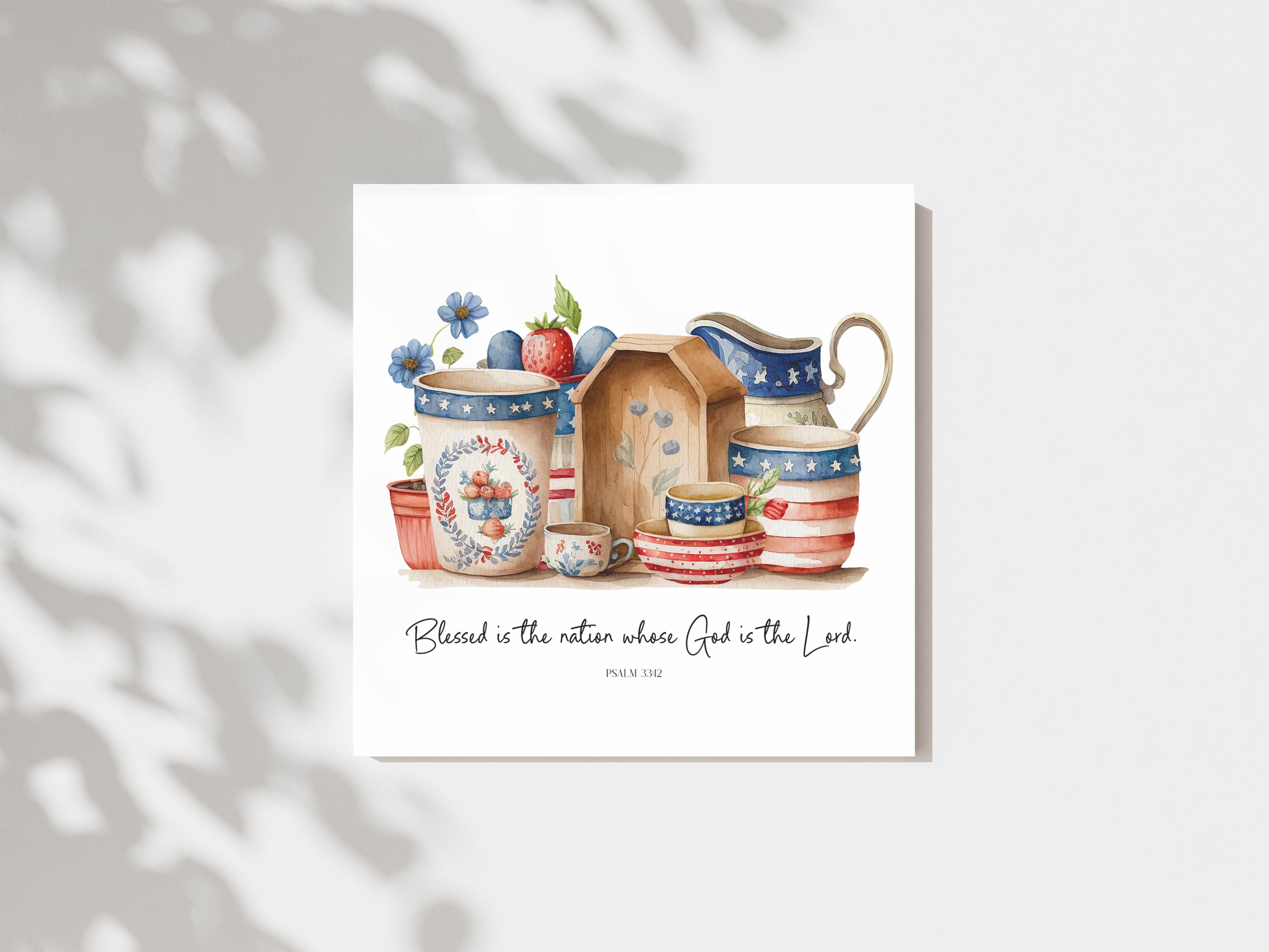 Psalm 33:12 | Blessed is the Nation, SQUARE Patriotic Americana Decor ...