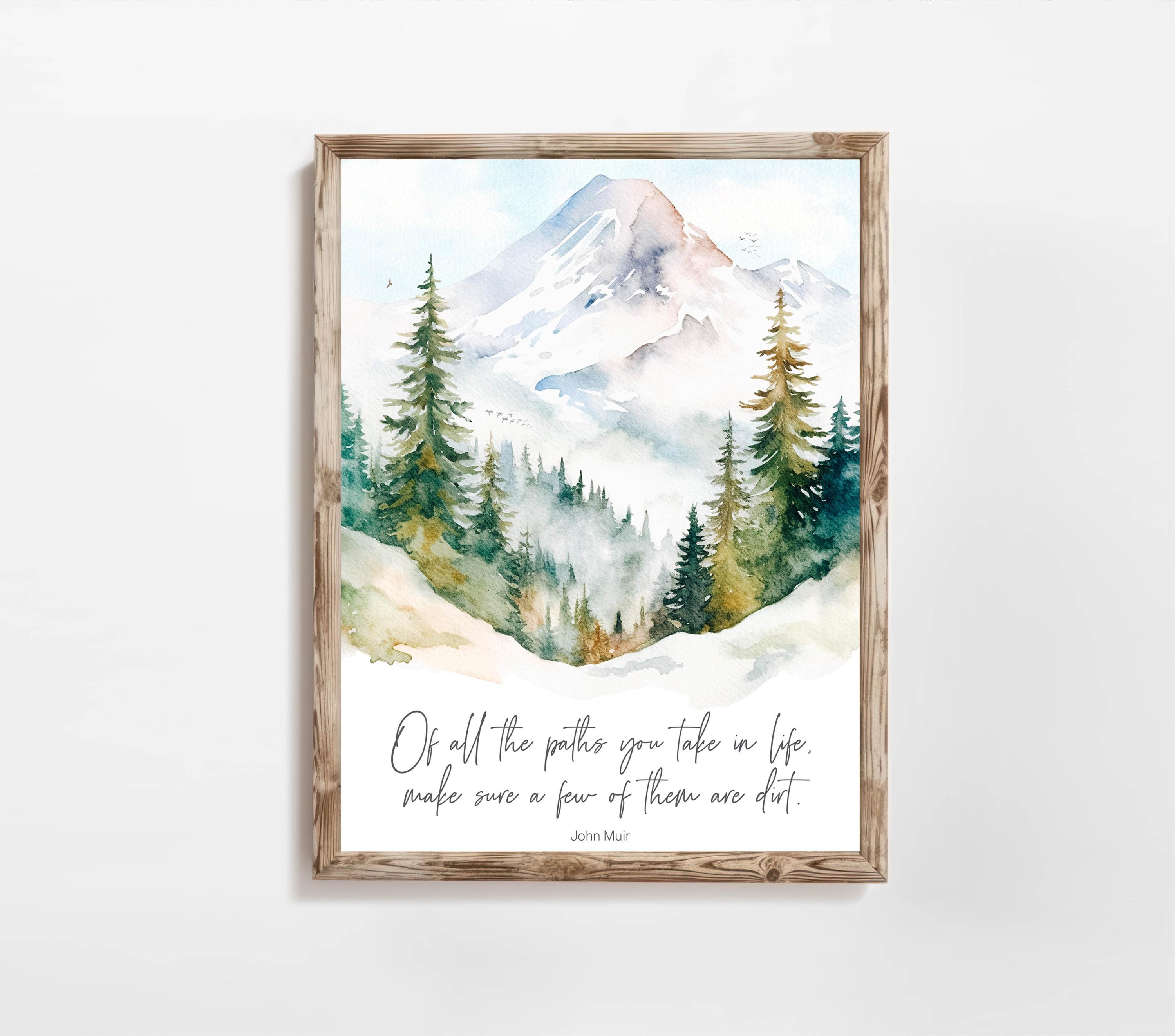 John Muir Quote Print | Watercolor Mountain Forest, of All the Paths ...