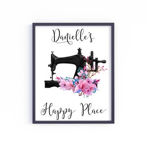 Personalized Craft Room Printable Sign Happy Place Sewing Room Sign ...