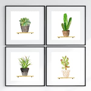Sukkulenten Kunst Set, Kaktus Blumen Drucke (Digitaler Download)