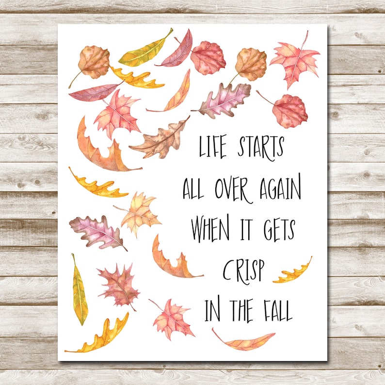 Fall Quote Printable Life Starts All Over Again Fall Home DIY - Etsy