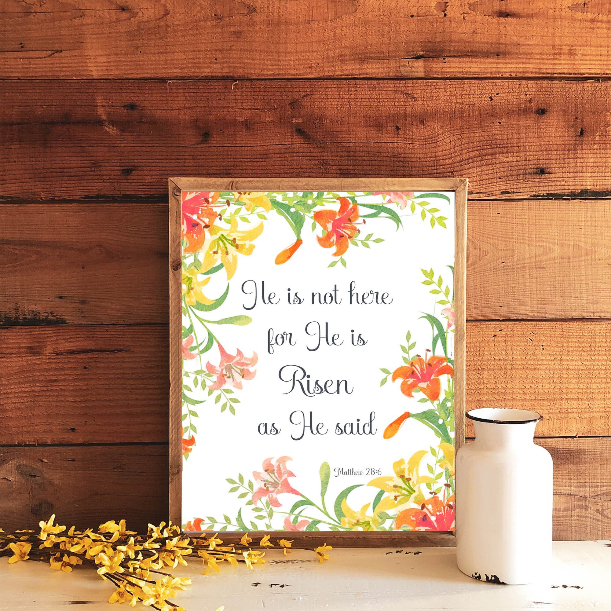 He is Risen Printable Wall Art Watercolor Easter Art Print 5x7 8x10 ...