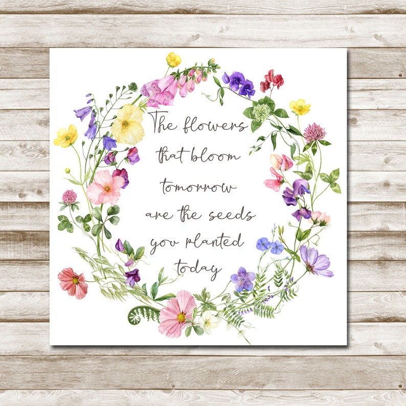 The Flowers That Bloom Tomorrow | Wildflower Wreath, SQUARE Printable ...
