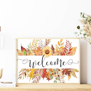 Welcome Fall Printable Wall Art Fall Leaves Sign 5x7 8x10 11x14 16x20 ...