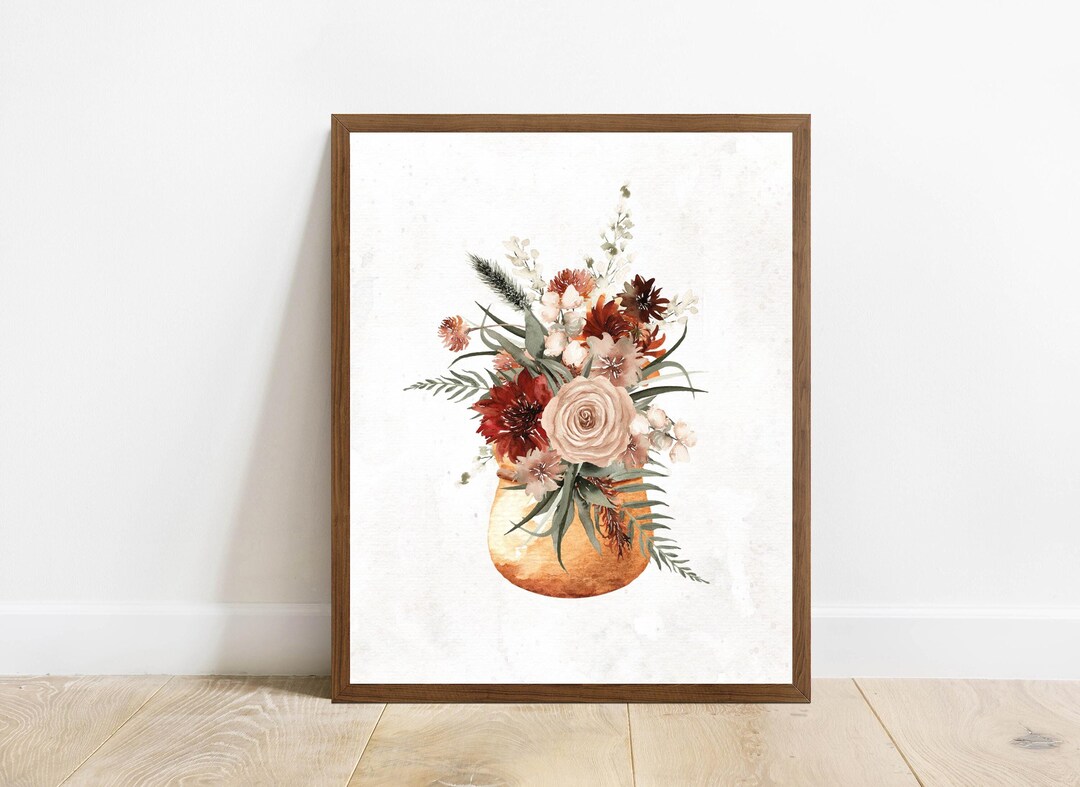 Rustic Floral Bouquet Printable Rustic Fall Wall Art Autumn Sign Rusty ...