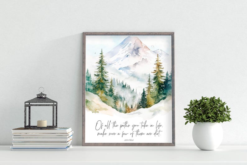 John Muir Quote Print | Watercolor Mountain Forest, of All the Paths ...