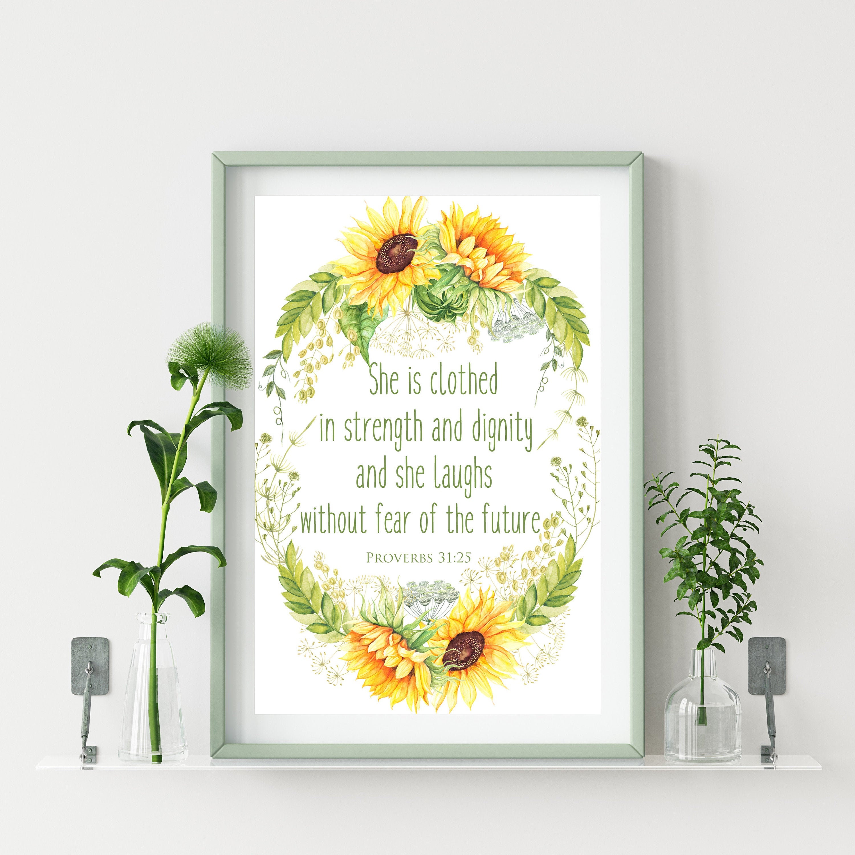 Sunflower Printable Proverbs 31:25 Bible Verse Home Decor Sunflower Printable Proverbs 31:25 Bible Verse Home Decor