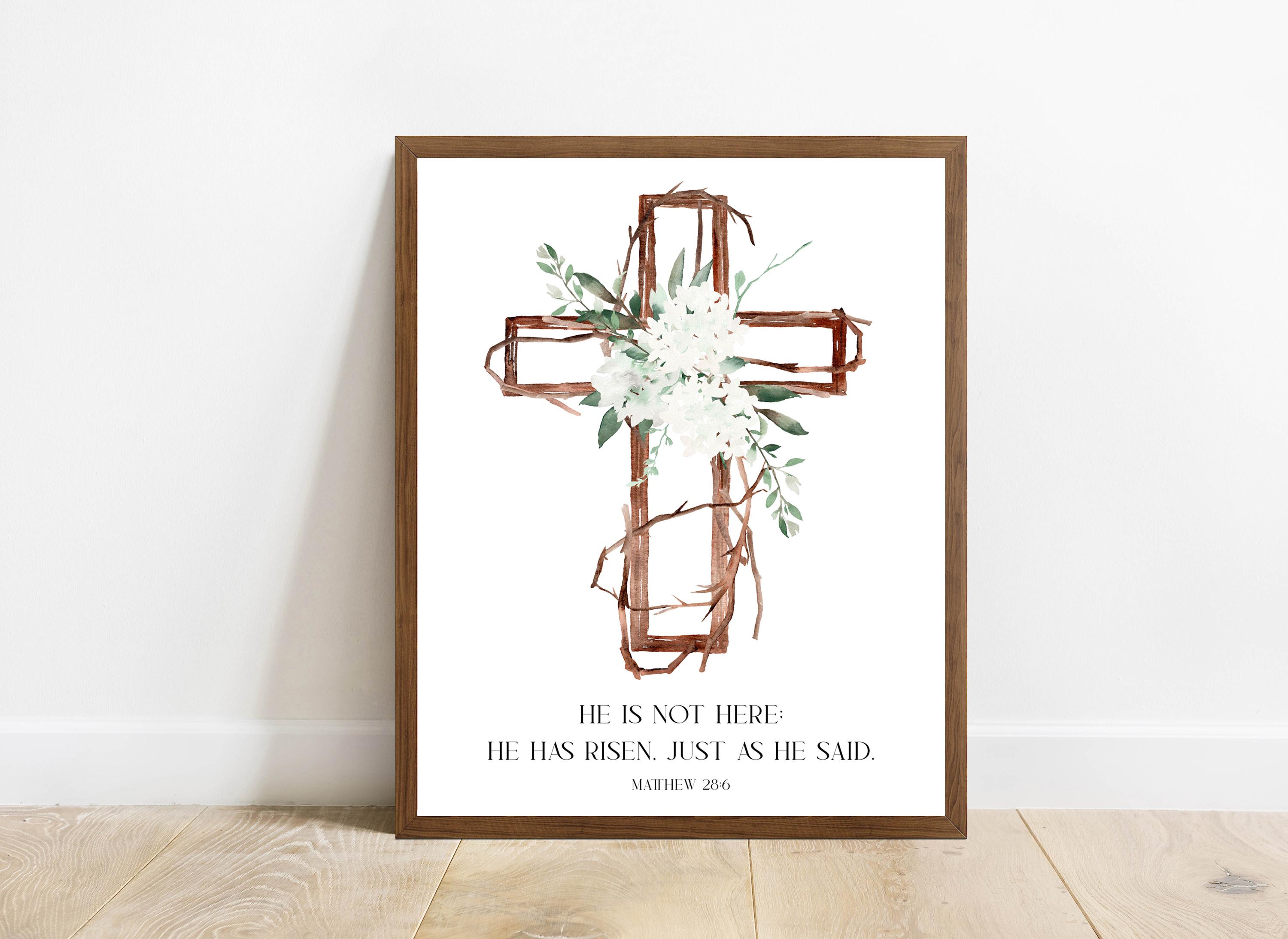 He is Risen Printable Wall Art Watercolor Easter Art Print 5x7 8x10 11x14 16x20 Matthew 28:6 Resurrection Easter Decor Easter Sign DIY Decor - Etsy