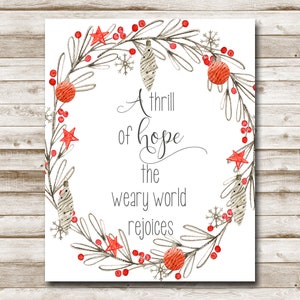 A Thrill of Hope Printable Christmas Decoration Holiday Wall - Etsy