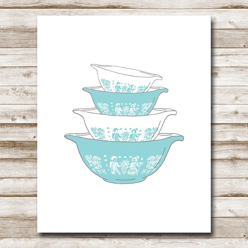 Vintage Pyrex Printable Cuisine Printable Mural Art Pyrex Bols | Etsy