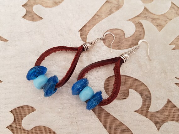 Leather Open Hoop Earrings Beaded Earrings Teardrop Jewelry,Top Selling Items